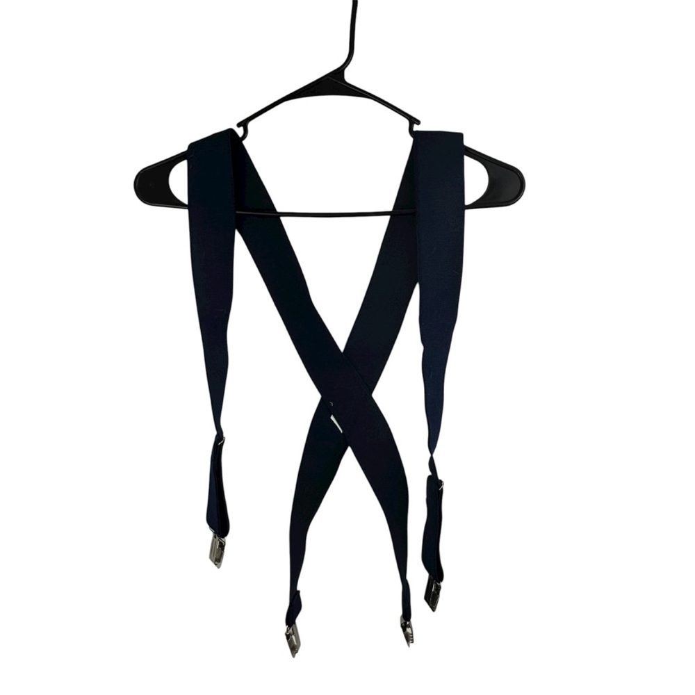 Men's Stylish 2" Suspenders Silver accents Adjustable Navy Blue